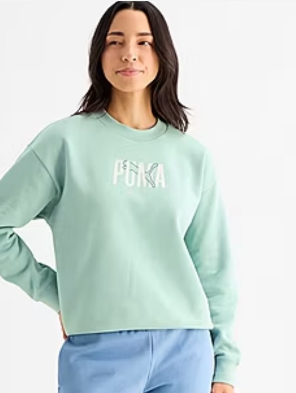 Puma Turquoise Crewneck Sweatshirt with Subtle Logo XL